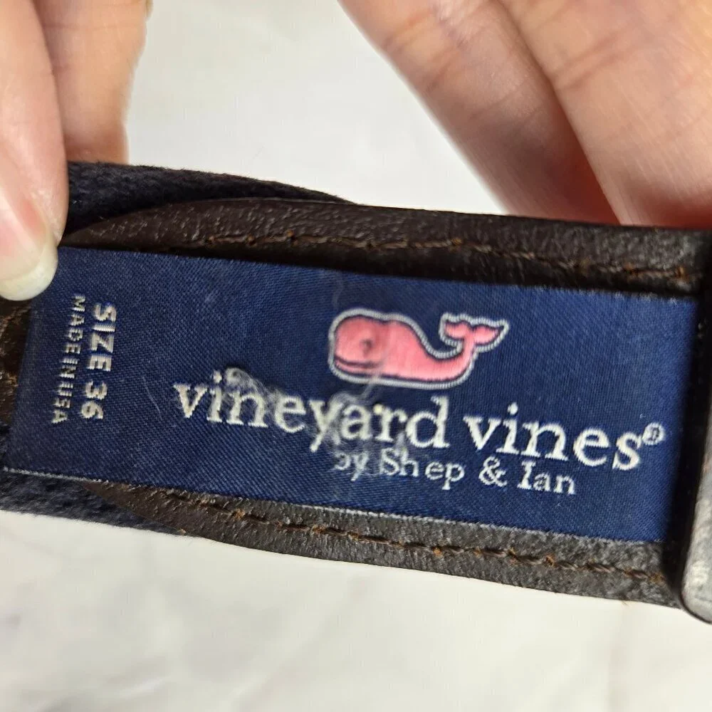 Vineyard Vines Sz 36 Men’s Heavy Canvas Woven Belt Knights Graphic Gold Hardware